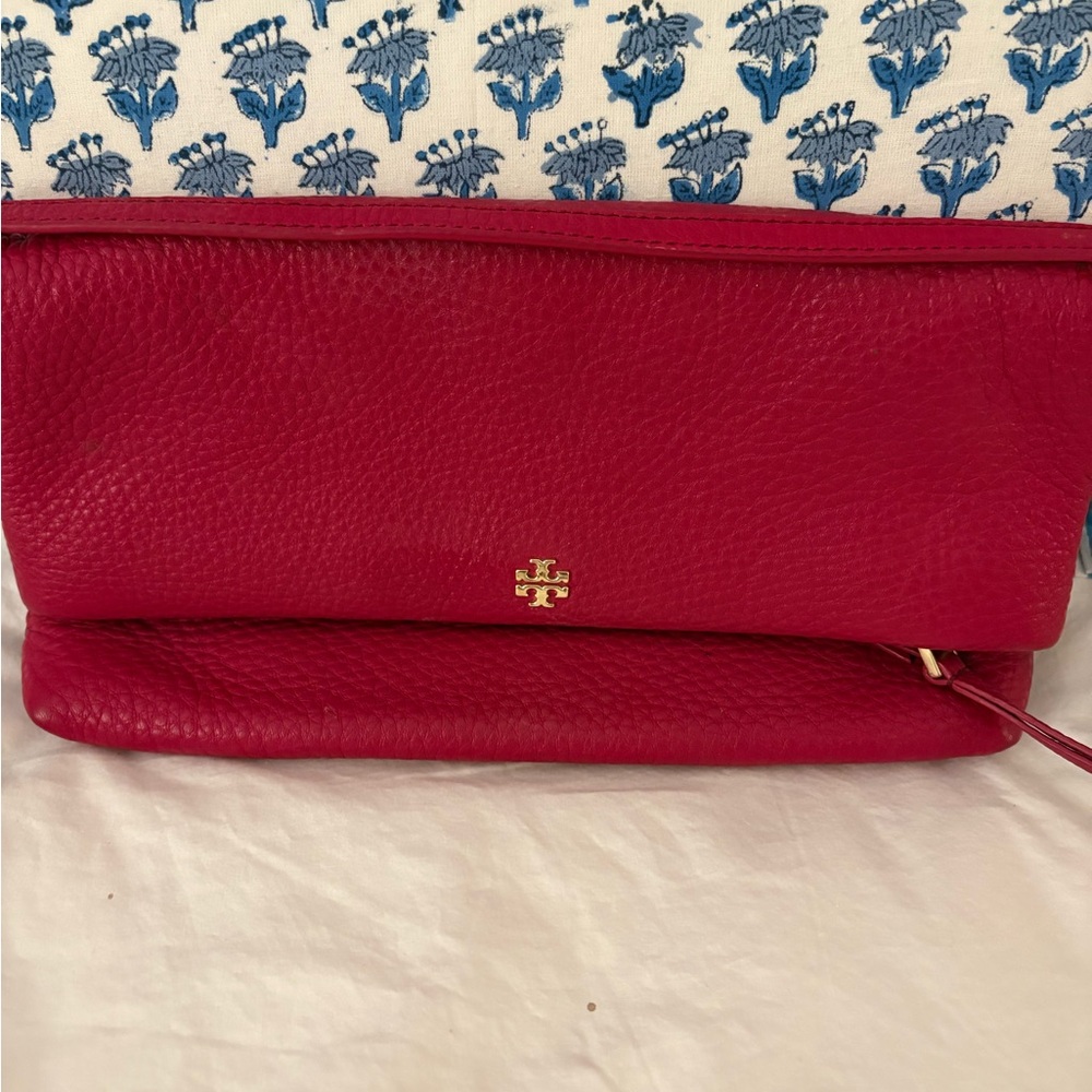 Tory Burch Leather Rich Burgundy Red Crossbody/clutch EUC